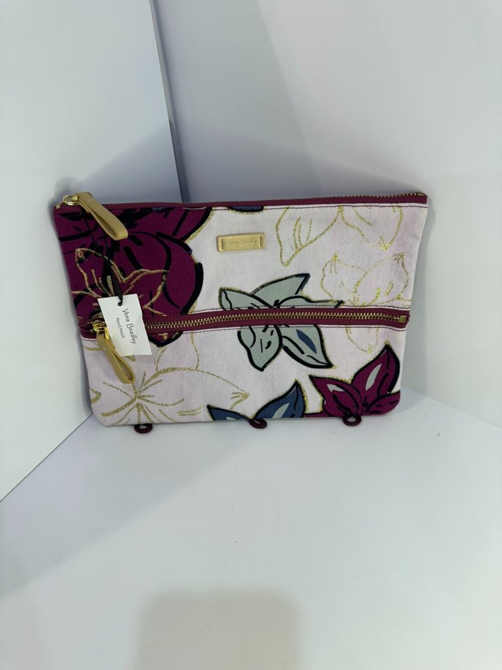 Vera Bradley Pencil Case Floral Zip Pouch Double Zip NWT